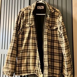 Unique Vintage Black and Cream Plaid Shirt Jacket Canadian Made